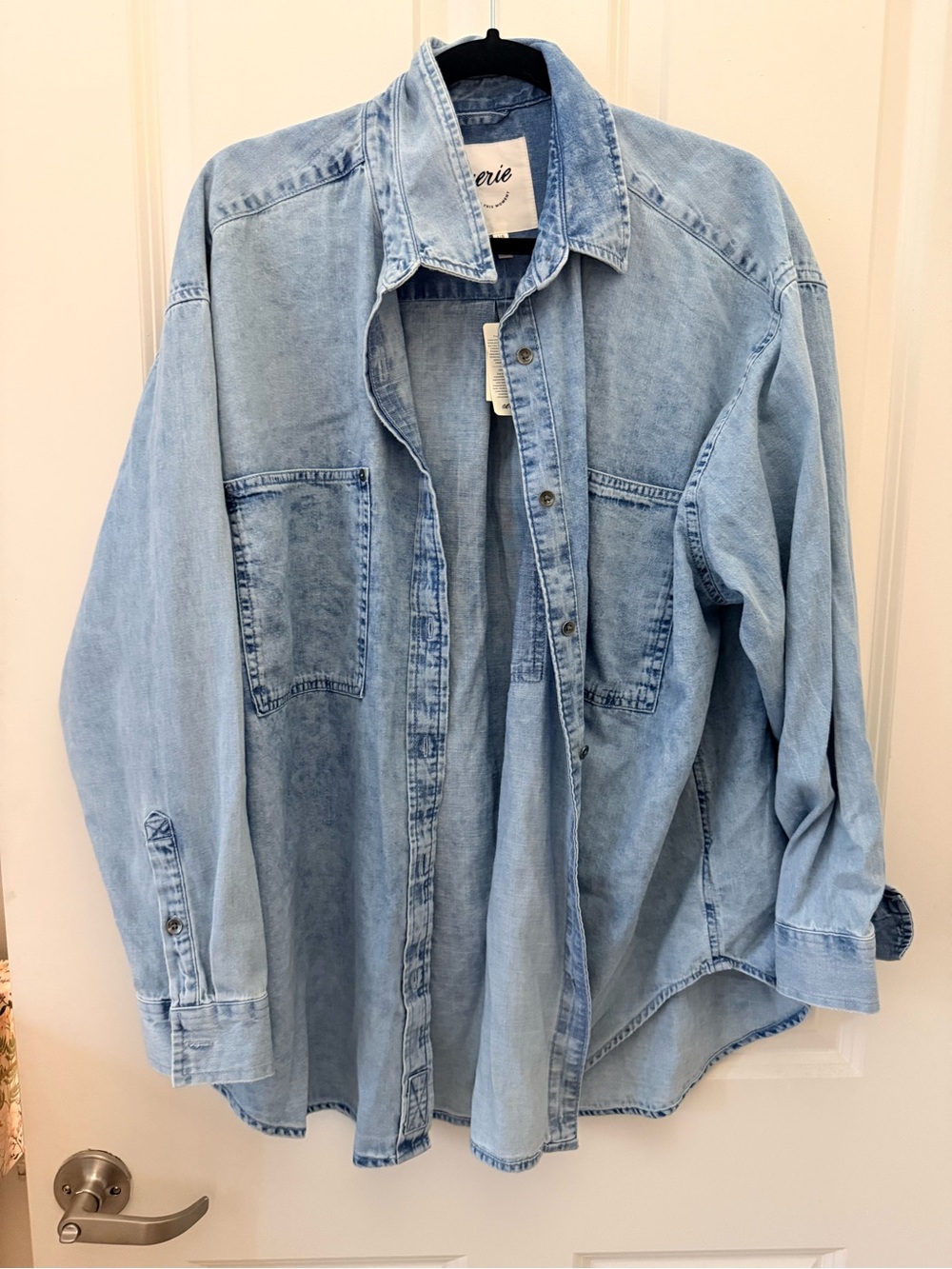Aerie Light Wash Denim Button-Up Shirt